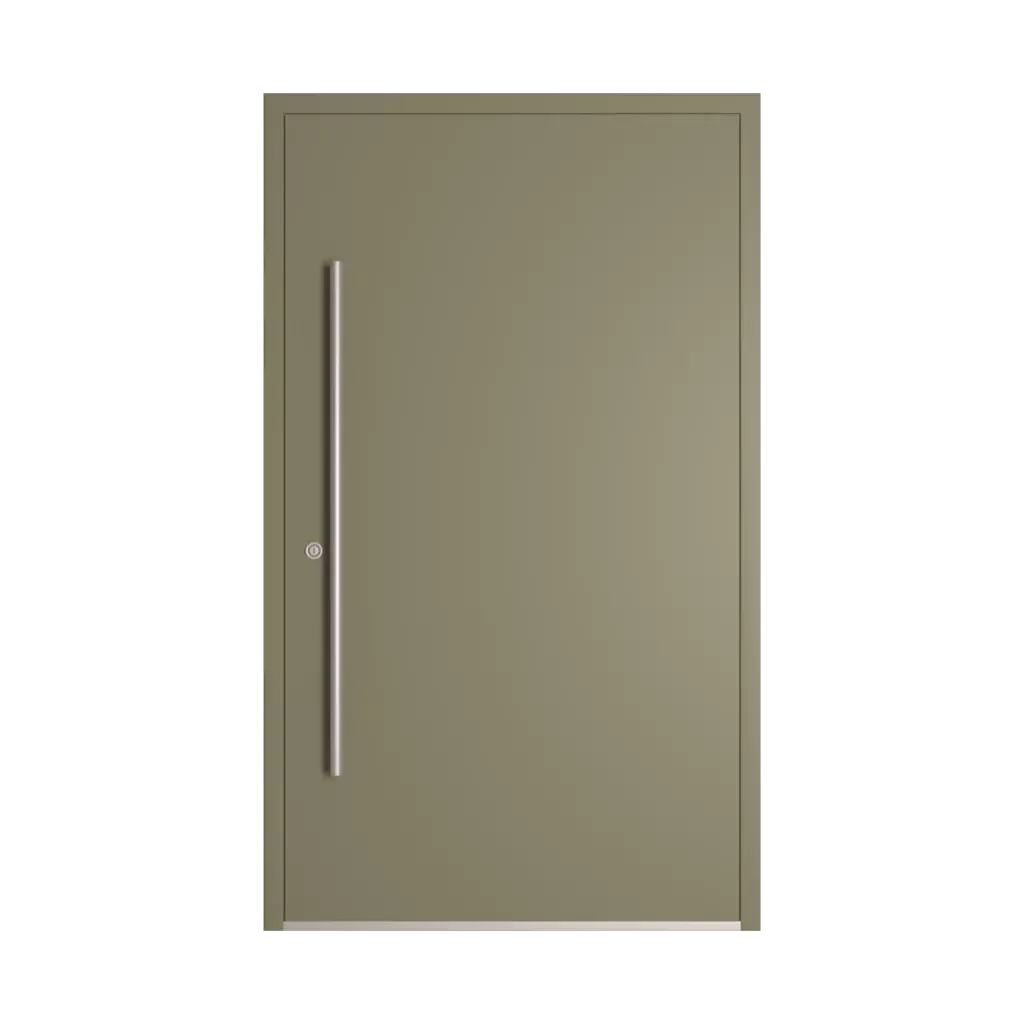 RAL 7002 Olive grey entry-doors models-of-door-fillings wood without-glazing
