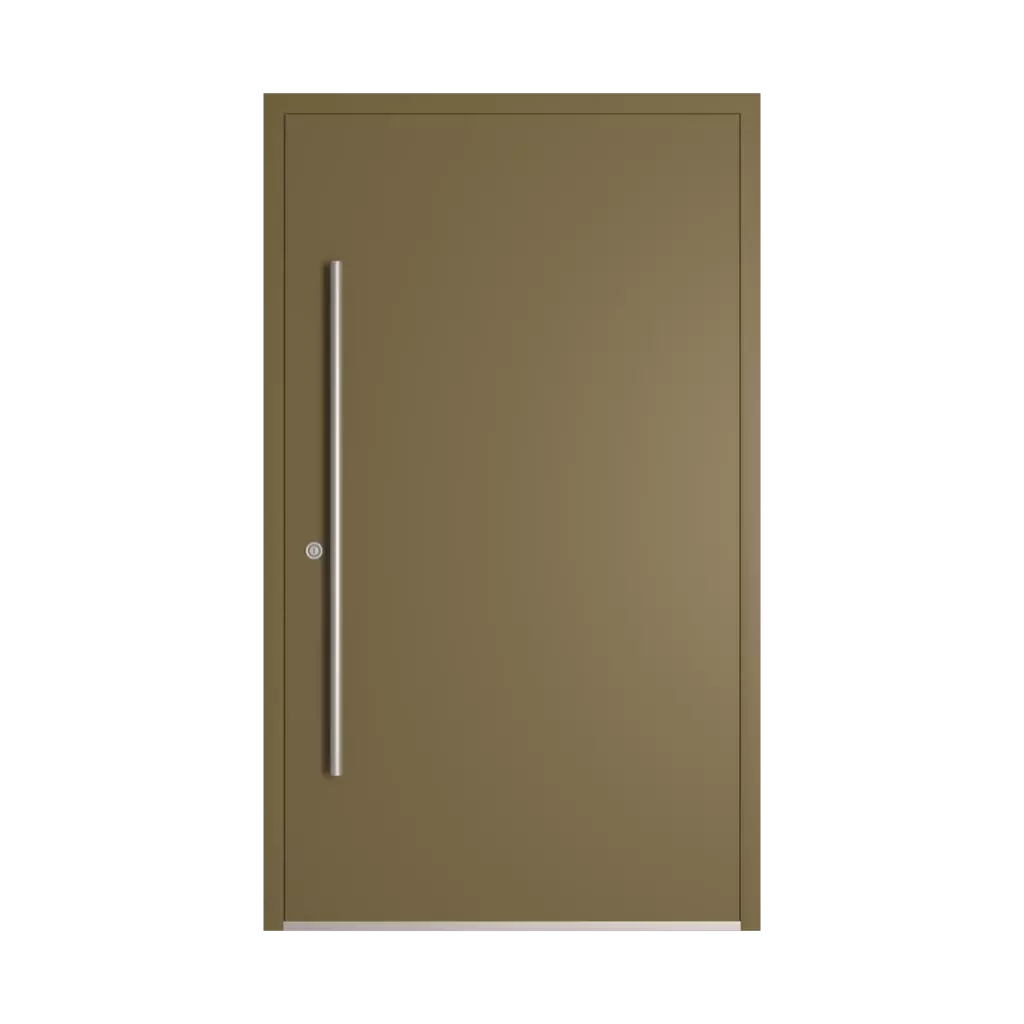 RAL 7008 Khaki grey entry-doors models-of-door-fillings wood without-glazing