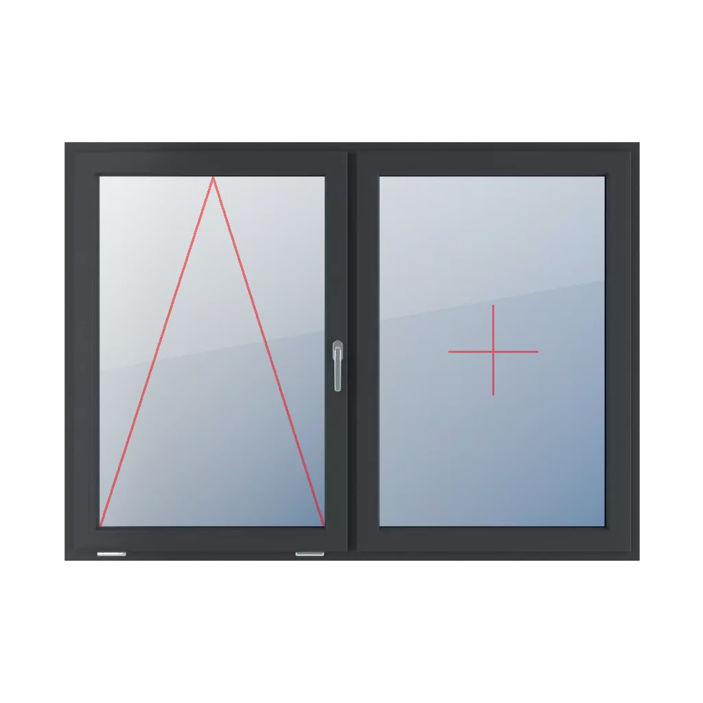 Tilting with a handle on the right, fixed glazing in the sash windows types-of-windows double-leaf symmetrical-division-horizontal-50-50  