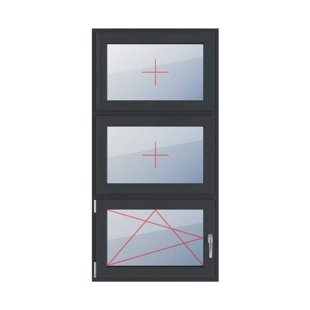 Permanent glazing in the wing, left-tilt and turn windows types-of-windows triple-leaf vertical-symmetrical-division-33-33-33  