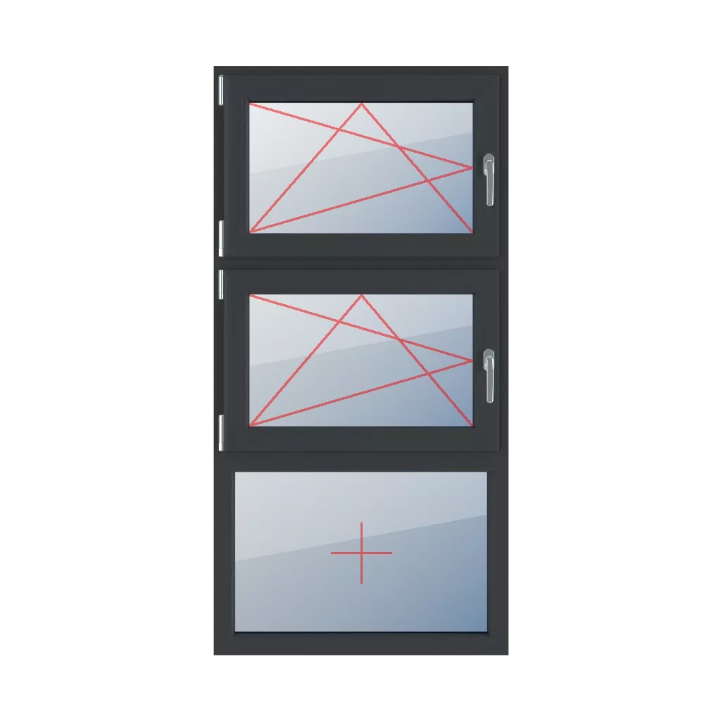 Left-hand turn-tilt, left-hand turn-tilt, fixed glazing in the frame windows types-of-windows triple-leaf vertical-symmetrical-division-33-33-33  