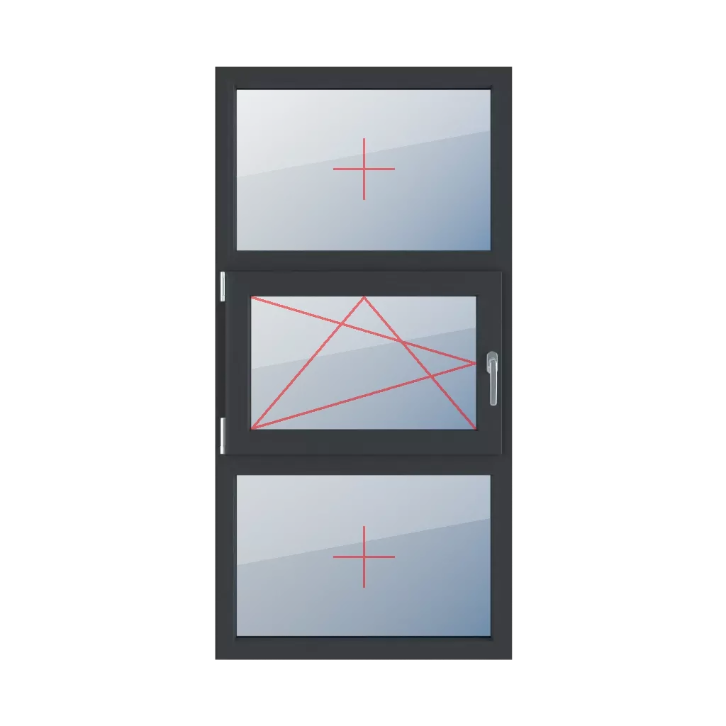 Fixed glazing in a frame, left-hand turn-tilt glazing, fixed glazing in a frame windows types-of-windows triple-leaf vertical-symmetrical-division-33-33-33  