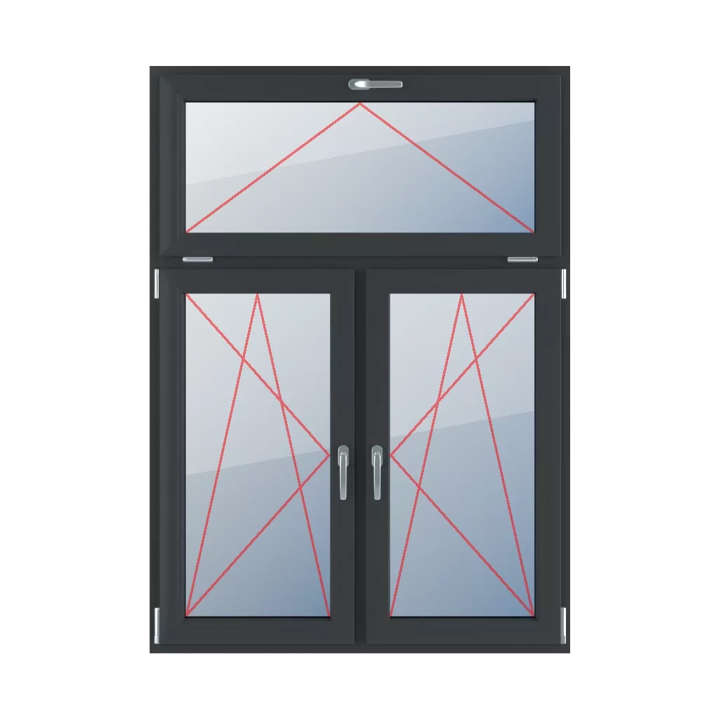 Tilt with a handle at the top, turn-tilt left, turn-tilt right windows types-of-windows triple-leaf vertical-asymmetric-division-30-70  