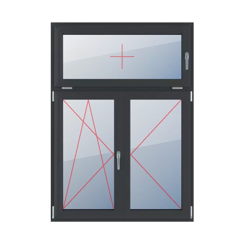 Tilt with a handle on the right, tilt and turn left, movable mullion, turn right windows types-of-windows triple-leaf vertical-asymmetric-division-30-70-with-a-movable-mullion  