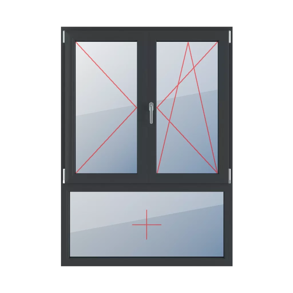 Left-hand side-hung, movable mullion, right-hand turn-tilt, fixed glazing in the frame windows types-of-windows triple-leaf 70-30-vertical-asymmetrical-division-with-a-movable-mullion  