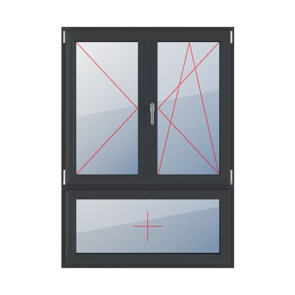 Left-side turn, movable mullion, right-hand turn-tilt, fixed glazing in the sash windows types-of-windows triple-leaf 70-30-vertical-asymmetrical-division-with-a-movable-mullion  