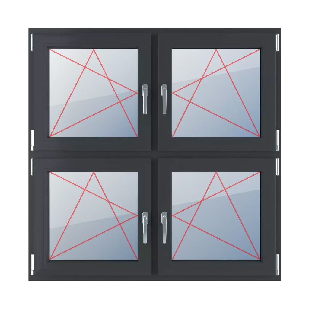 Tilt & turn left, right turn & tilt windows types-of-windows four-leaf symmetrical-division-horizontal-50-50  