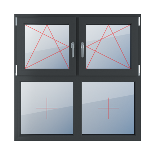 Left-hand turn-tilt, right-hand turn-tilt, fixed glazing in the leaf windows types-of-windows four-leaf symmetrical-division-horizontal-50-50 left-hand-turn-tilt-right-hand-turn-tilt-fixed-glazing-in-the-leaf-2