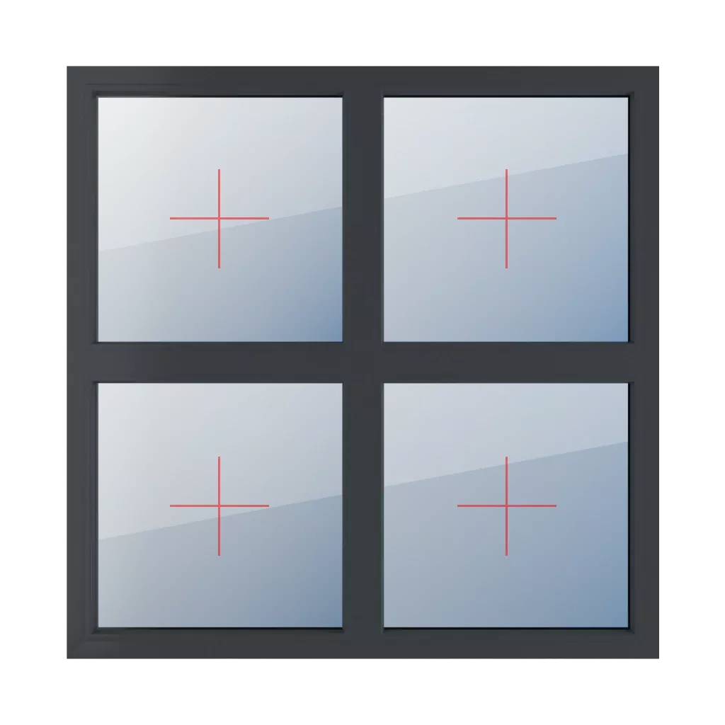 Permanent glazing in the frame windows types-of-windows four-leaf symmetrical-division-horizontal-50-50  