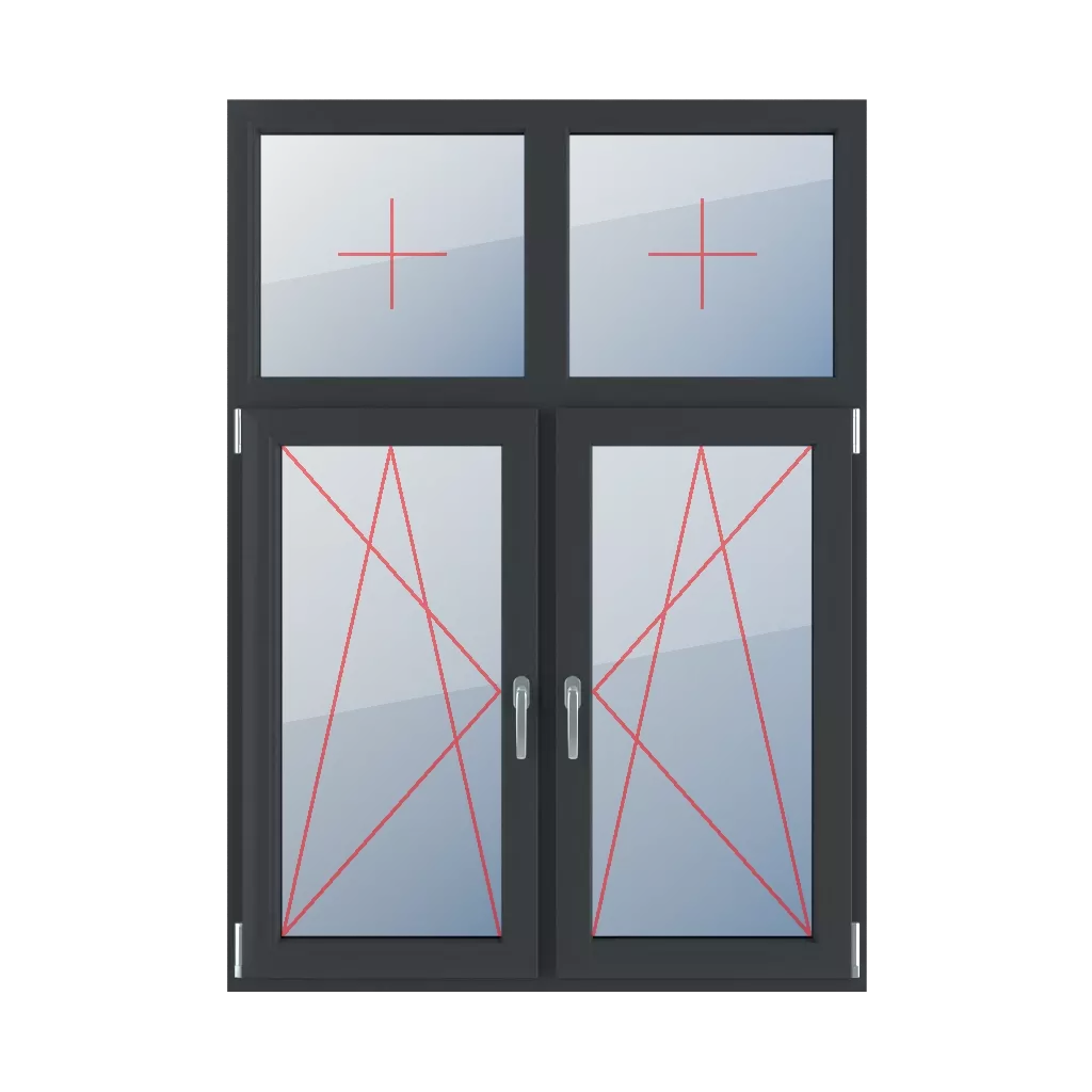 Fixed glazing in a frame, left-hand turn-tilt glazing, right-hand turn-tilt glazing windows types-of-windows four-leaf vertical-asymmetric-division-30-70  