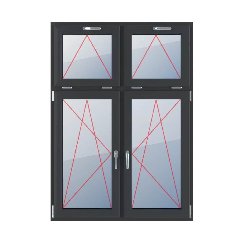 Tilt handle at the top, turn-tilt left, turn-tilt right windows types-of-windows four-leaf vertical-asymmetric-division-30-70  