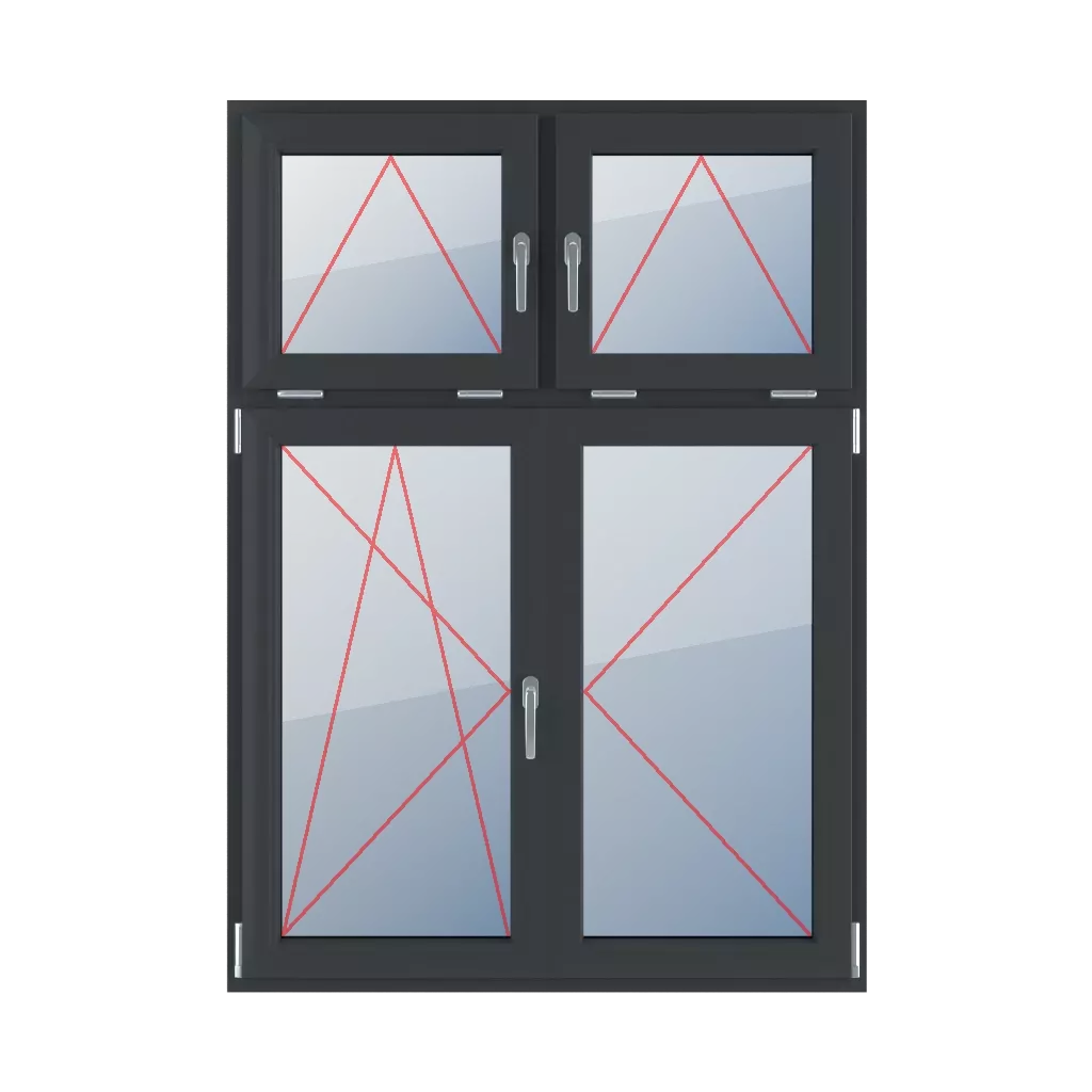 Tilt handles in the middle, left-tilt and turn, mullion movable, turn right windows types-of-windows four-leaf vertical-asymmetric-division-30-70-with-a-movable-mullion  