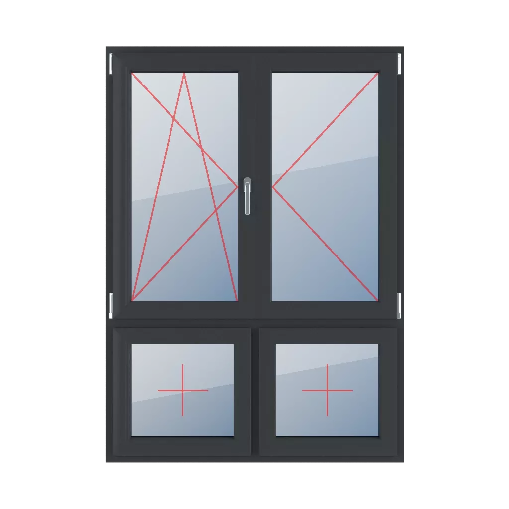 Tilt and turn left, turn right, movable mullion, fixed glazing in the leaf windows types-of-windows four-leaf 70-30-vertical-asymmetrical-division-with-a-movable-mullion  