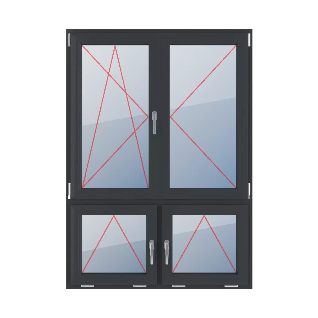 Tilt & turn left, right turn, movable mullion, tilt handles in the middle windows types-of-windows four-leaf 70-30-vertical-asymmetrical-division-with-a-movable-mullion  